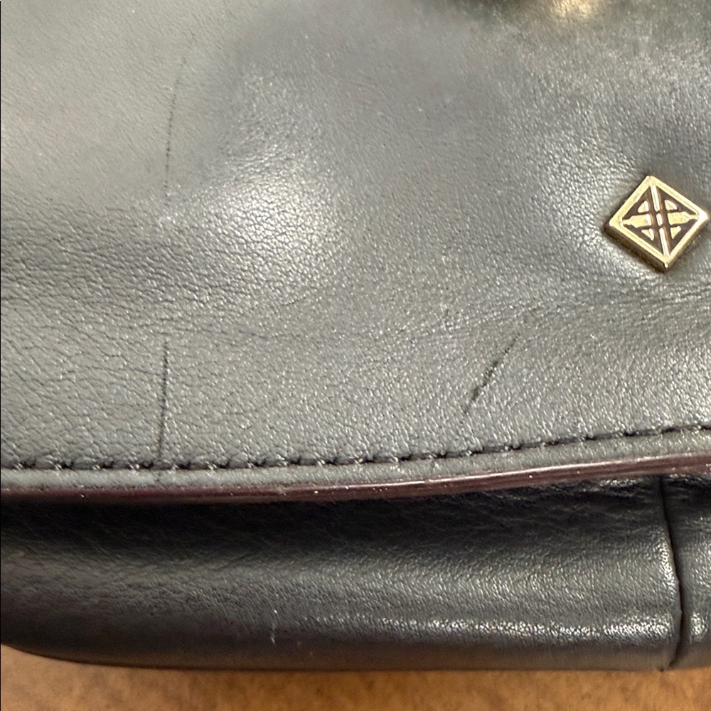 Antonio Melani Black Leather Crossbody Flap Bag Gold Hardware - Picture 14 of 14